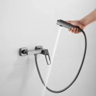 Гигиенический душ со смесителем Shevanik S6805T-1 оружейная сталь